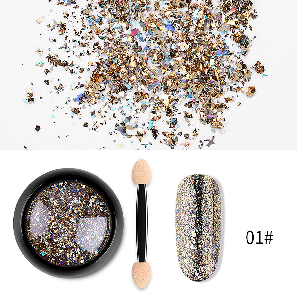 

PandaHall Rainbow Foil Powder, Nail Art Decoration Accessories, Pale Goldenrod, 4cm Foil Glass Others Yellow