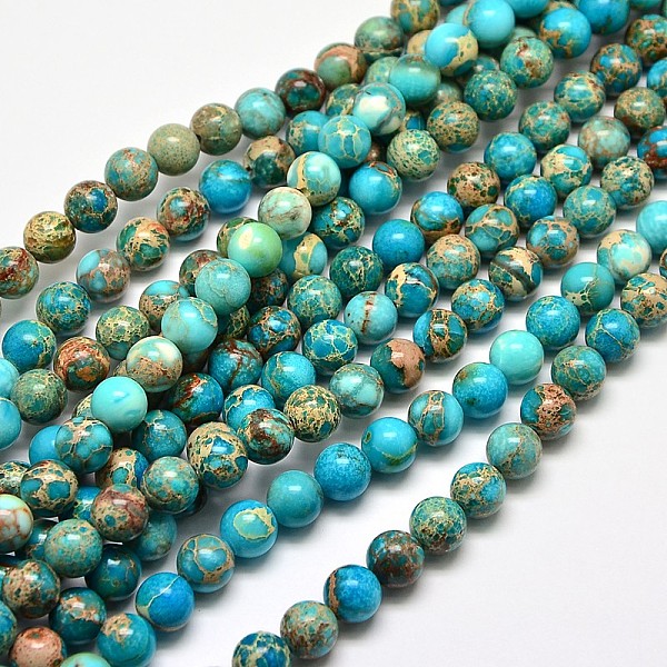 

PandaHall Natural Imperial Jasper Round Bead Strands, Dyed, Turquoise, 8mm, Hole: 1mm, about 49pcs/strand, 15.4 inch Imperial Jasper Round..., Green