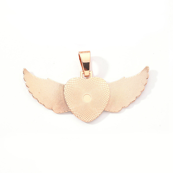 

PandaHall Alloy Pendant Cabochon Settings, with Crystal Rhinestone, Cadmium Free & Lead Free, Heart with Wing, Light Gold, Tray: 23x25mm..., Clear
