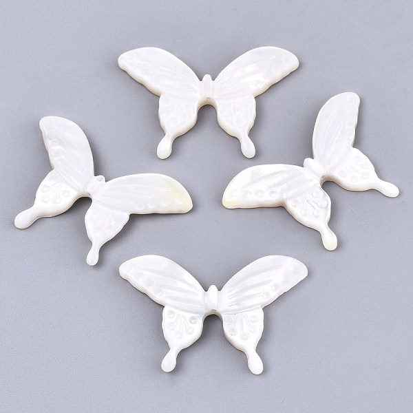 

PandaHall Natural White Shell Beads, Mother of Pearl Shell Beads, Butterfly, Creamy White, 19x29x2.5mm, Hole: 0.8mm White Shell Butterfly