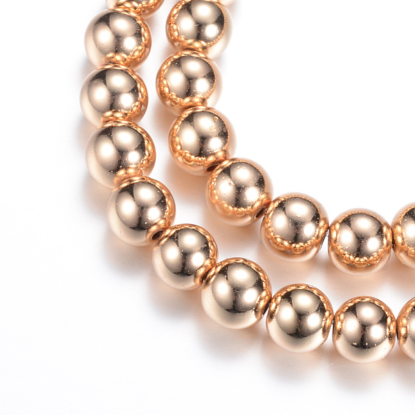 

PandaHall Electroplate Non-magnetic Synthetic Hematite Bead Strands, Round, Light Gold Plated, 2mm, Hole: 1mm, about 200pcs/strand, 15.7...