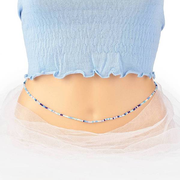 

PandaHall Summer Jewelry Waist Beads, Body Chain, Faceted Glass Beaded Belly Chain, Bikini Jewelry for Woman Girl, Blue, 31-1/2 inch(80cm)...