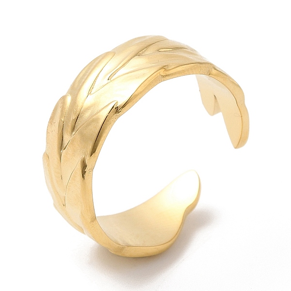 

PandaHall 304 Stainless Steel Leaf Open Cuff Ring for Women, Real 14K Gold Plated, US Size 7 1/4(17.5mm) 304 Stainless Steel