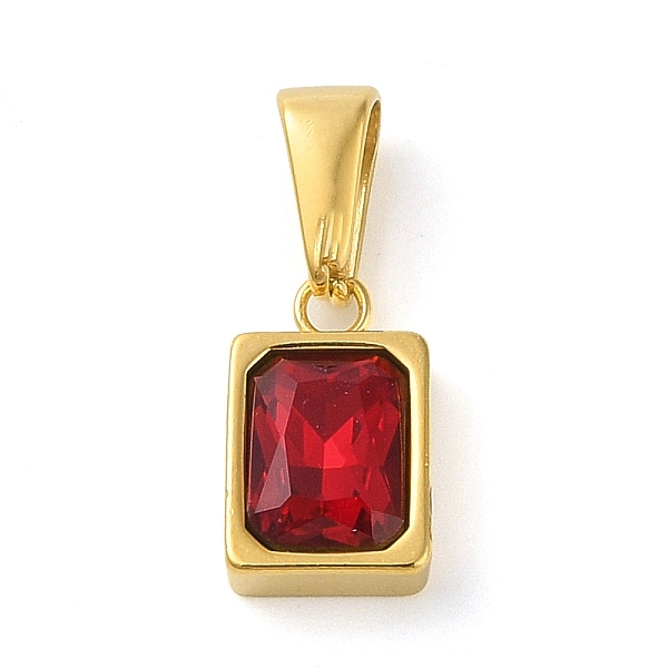 

PandaHall 304 Stainless Steel Pendants Cubic Zirconia, Square, Dark Red, 13x8x4mm, Hole: 7.5x3mm Stainless Steel+Cubic Zirconia Square