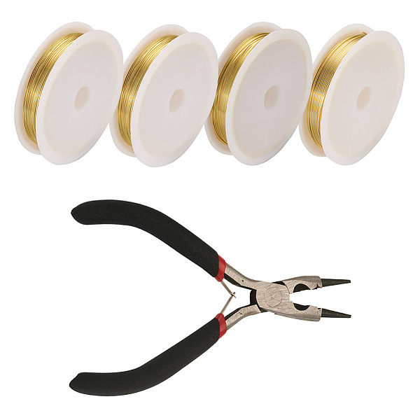 

PandaHall Yilisi Round Copper Jewelry Wire, 0.4/0.6/0.8mm, Long-Lasting Plated, with Carbon Steel Jewelry Pliers, Golden, 0.4/0.6/0.8mm, 4...