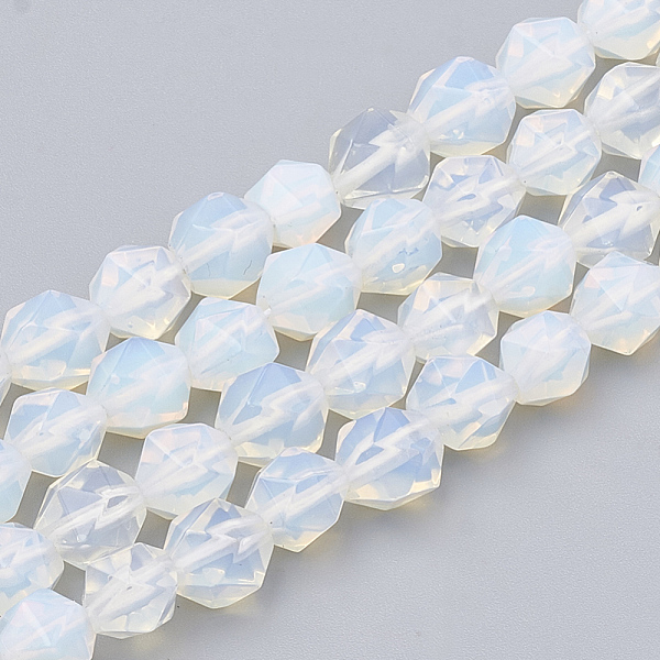 

PandaHall Opalite Beads Strands, Star Cut Round Beads, Faceted, 8~10x7~8mm, Hole: 1mm, about 45~48pcs/strand, 14.2~14.6 inch Opalite Round