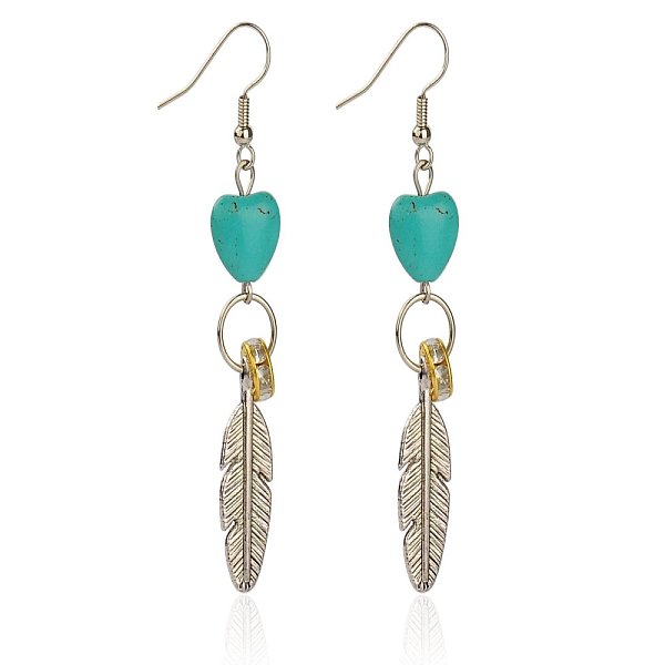 

PandaHall Free Spirit Dangling Earrings Howlite Cyan