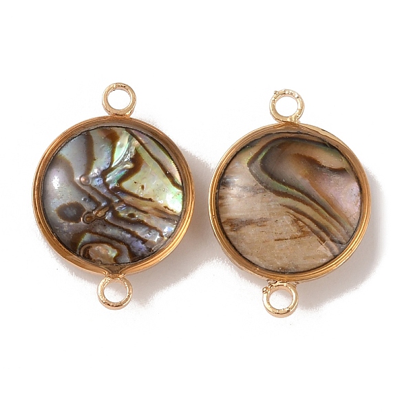 

PandaHall Natural Abalone Shell/Paua Shell Connector Charms, with Golden Tone Brass Findings, Flat Round, 17x12x5mm, Hole: 1.6mm Paua Shell...