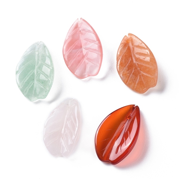 

PandaHall Gemstone Pendants, Leaf, 19.5x11.5x4mm, Hole: 0.8mm Mixed Stone Leaf