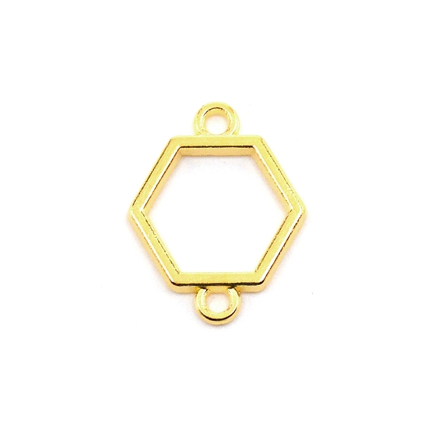 

PandaHall Hollow Frame Alloy Links Connectors, Cadmium Free & Lead Free, Hexagon , Golden, 21x16x1.5mm, Hole: 2mm Alloy Hexagon
