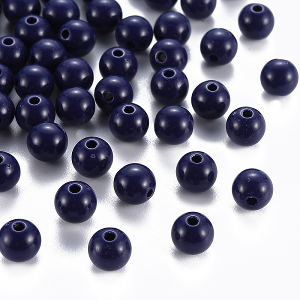 

PandaHall Opaque Acrylic Beads, Round, Prussian Blue, 8x7mm, Hole: 2mm, about 1745pcs/500g Acrylic Round
