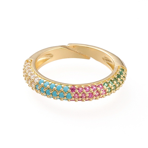 

PandaHall Adjustable Brass Micro Pave Cubic Zirconia Cuff Rings, Open Rings, Long-Lasting Plated, Golden, Colorful, Size 5, 16mm Brass+Cubic...