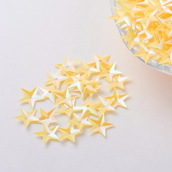 

PandaHall Ornament Accessories Plastic Paillette/Sequins Beads, Star, Yellow, 10x10x0.8mm, Hole: 1mm Plastic Star Yellow
