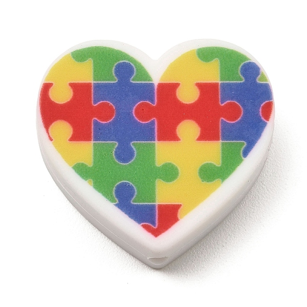 

PandaHall Heart Silicone Focal Beads, Chewing Beads For Teethers, DIY Nursing Necklaces Making, Puzzle, 26x28x8mm, Hole: 2mm Silicone Others..., Multicolor