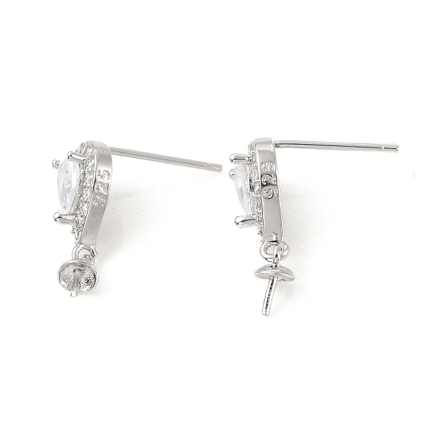 

PandaHall Rack Plating Brass Micro Pave Cubic Zirconia Stud Earring Finding, with Pinch Bails for Half Drilled Beads, Teardrop, Cadmium Free...