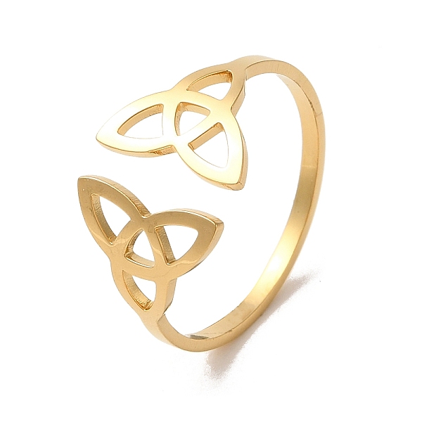 

PandaHall 304 Stainless Steel Open Cuff Ring, Hollow Trinity Knot, Golden, US Size 8 1/2(18.5mm) 304 Stainless Steel Trinity Knot