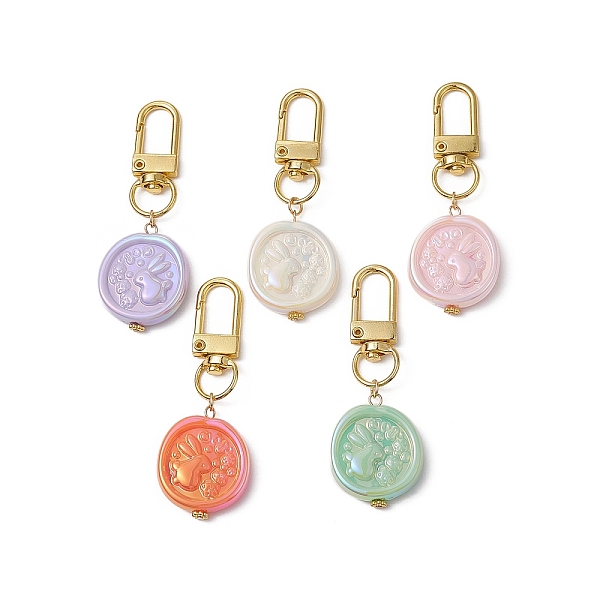 

PandaHall Acrylic Pendant Decoraiton, with Zinc Alloy Swivel Clasps, Flat Round with Rabbit, Mixed Color, 63.5~64mm Acrylic Flat Round..., Multicolor