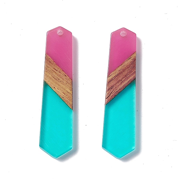 

PandaHall Transparent Resin & Walnut Wood Pendants, Hexagon Charms, Turquoise, 49x12x3.5mm, Hole: 2mm Resin+Wood Hexagon Green
