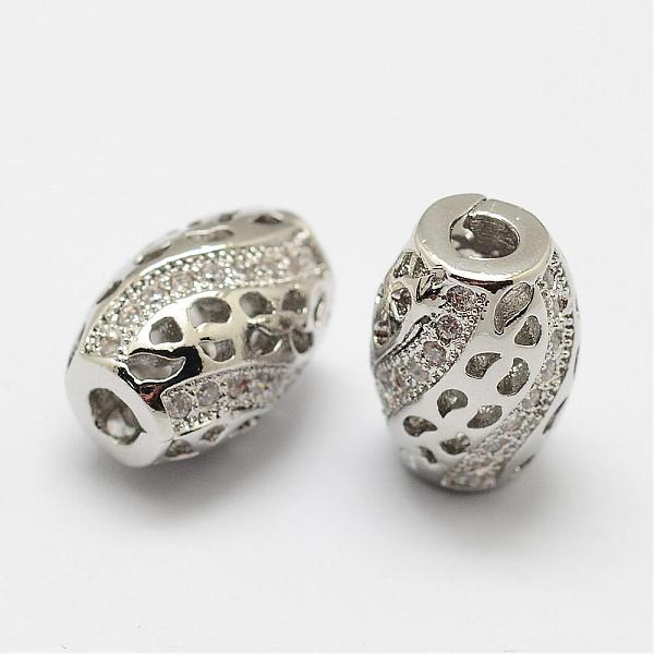 

PandaHall Brass Micro Pave Cubic Zirconia Beads, Column, Lead Free & Nickel Free, Platinum, 8x11mm, Hole: 2.5mm Brass+Cubic Zirconia Oval
