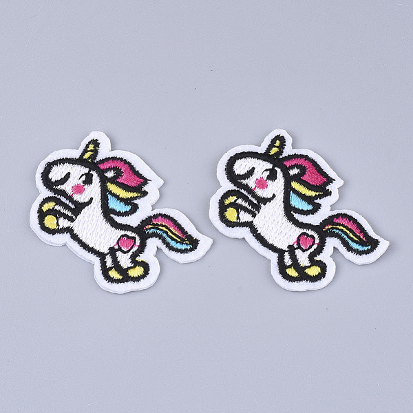 PandaHall Computerized Embroidery Cloth Iron On Patches, Costume Accessories, Appliques, Unicorn, Colorful, 30x43x1.5mm Cloth Unicorn