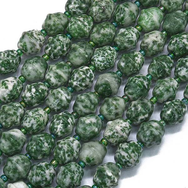 Chapelets de perles en jaspe à pois verts naturels