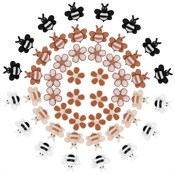 

PandaHall 48Pcs Opaque Resin Cabochons, Two Tone, Flower & Bees, Mixed Color, 22.5~23.5x23.5~25x6.5mm Resin Flower Multicolor