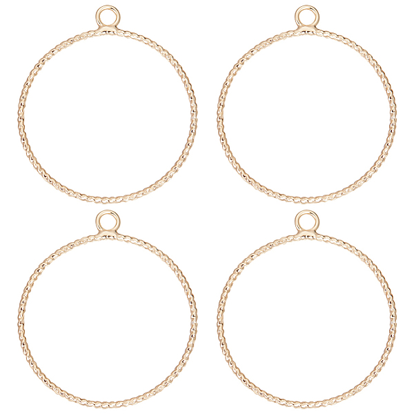

PandaHall Beebeecraft 1 Box 20Pcs Ring Charms 18K Gold Plated Round Circle Pendant Charm with Hole for Jewelry Making Brass Ring