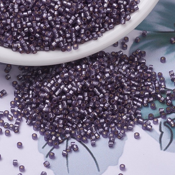 

PandaHall MIYUKI Delica Beads, Cylinder, Japanese Seed Beads, 11/0, (DB0695) Transparent Silver-lined Frosted Violet, 1.3x1.6mm, Hole: 0.8mm..., Purple