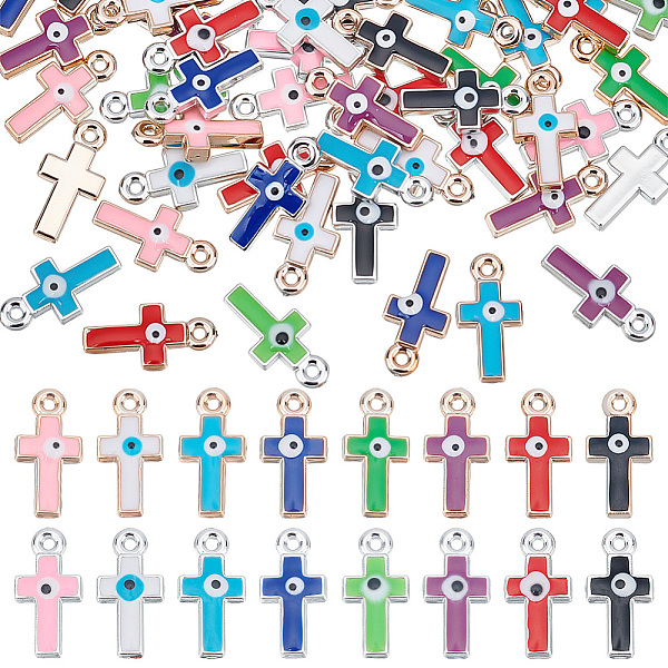 

PandaHall 64Pcs 16 Colors CCB Plastic Enamel Pendants, Cross with Evil Eye, Mixed Color, 21.5x11x4mm, Hole: 1.6mm, 4pcs/color Plastic..., Multicolor