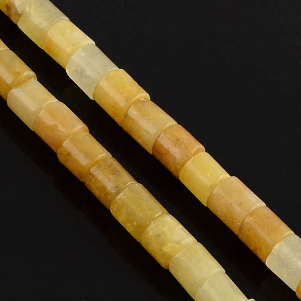 

PandaHall Natural Topaz Jade Stone Bead Strands, Column, Goldenrod, 6x6mm, Hole: 1mm, about 66pcs/strand, 15.7 inch Topaz Jade Column Gold