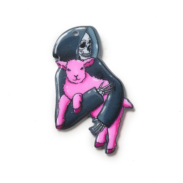 

PandaHall Halloween Printed Acrylic Pendants, Goat Pattern, 45.5x27x2.3mm, Hole: 1.8mm Acrylic Goat Black