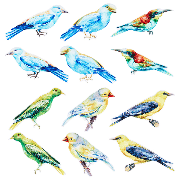 PandaHall Waterproof PVC Anti-collision Window Stickers, Glass Door Protection Window Stickers, Mixed Bird Patterns, Mixed Color...