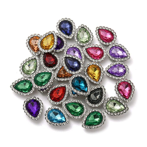 

PandaHall Acrylic Rhinetsone Cabochons, with ABS Plastic, Teardrop, Mixed Color, 19x15x6mm Acrylic Rhinestone Teardrop Multicolor