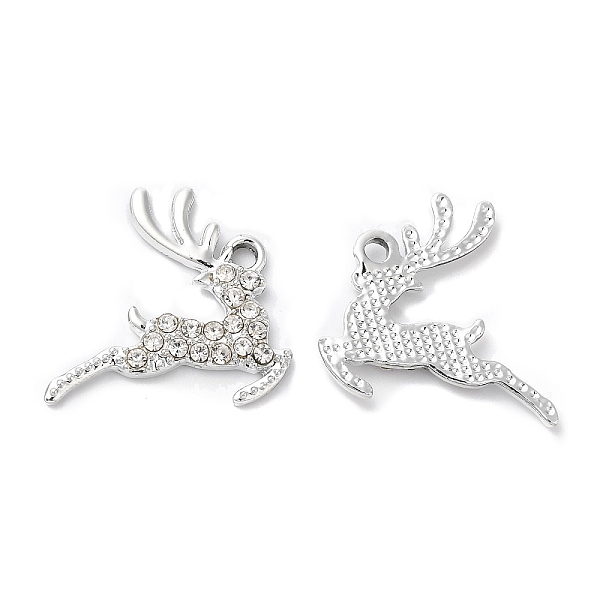 

PandaHall Rack Plating Alloy Crystal Rhinestone Pendants, Deer Charms, Platinum, 20x22x2mm, Hole: 2mm Alloy+Rhinestone Deer Clear