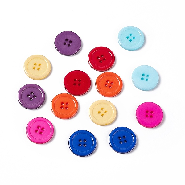 

PandaHall Resin Buttons, Dyed, Flat Round, Mixed Color, 22x3mm, Hole: 2mm, 195pcs/bag Resin Flat Round Multicolor