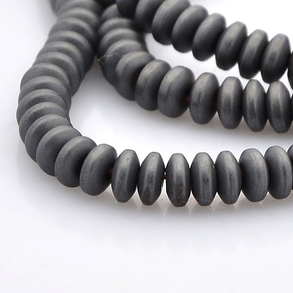 Matte Style Electroplate Non-magnetic Synthetic Hematite Rondelle Beads Strands