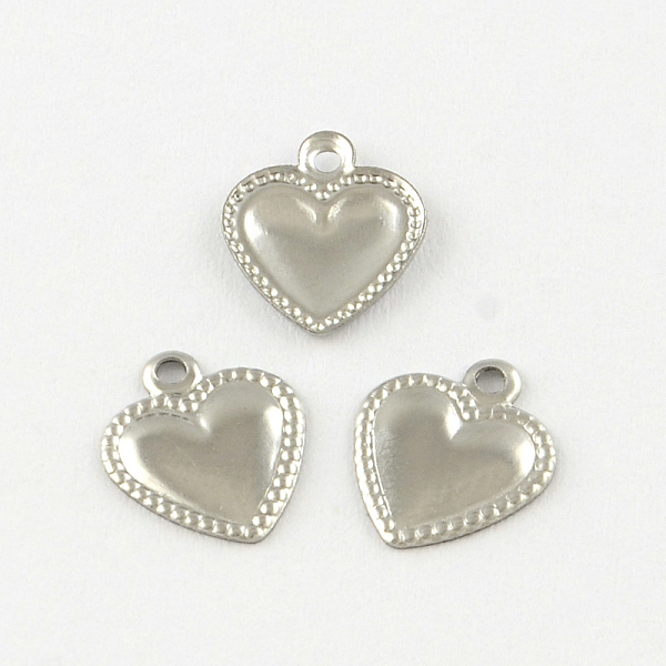 

PandaHall Heart 201 Stainless Steel Charm Pendants, Smooth Surface, Stainless Steel Color, 9.5x8x1mm, Hole: 1mm 201 Stainless Steel Heart
