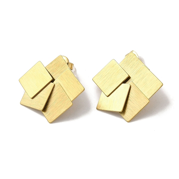 

PandaHall 304 Stainless Steel Square Stud Earrings for Women, Real 18K Gold Plated, 25.5x26mm 304 Stainless Steel Square