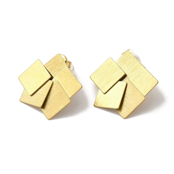 304 Stainless Steel Square Stud Earrings For Women