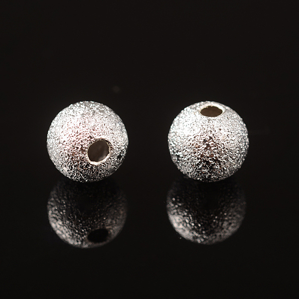 Perles Texturées En Laiton Plaqué Argent De 6 Mm