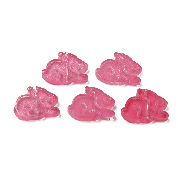 

PandaHall Two Tone Transparent Spray Painted Glass Beads, Rabbit, Deep Pink, 14.5x19x3.5mm, Hole: 1mm Glass Rabbit