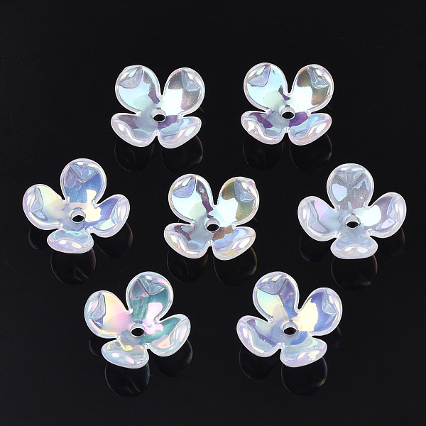 

PandaHall 4-Petal Electroplate Acrylic Bead Caps, Flower, WhiteSmoke, 12x12x4.5mm, Hole: 1.2mm Acrylic White