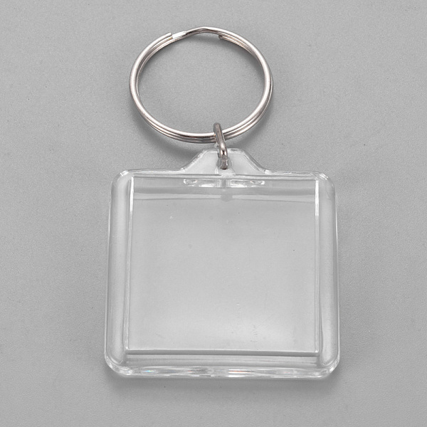 

PandaHall Acrylic Keychain, with Iron Split Key Rings, Square, Clear, 73mm, Pendants: 44x40x6mm Acrylic Square Clear