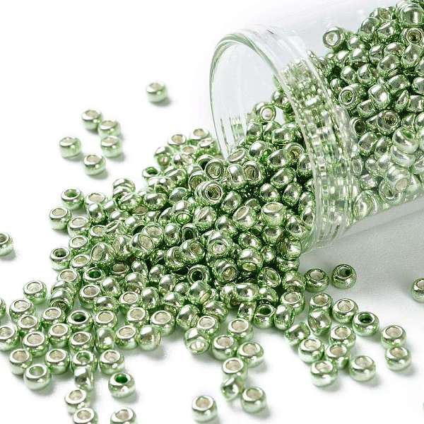

PandaHall TOHO Round Seed Beads, Japanese Seed Beads, (560) Galvanized Kiwi, 8/0, 3mm, Hole: 1mm, about 222pcs/10g Glass Green