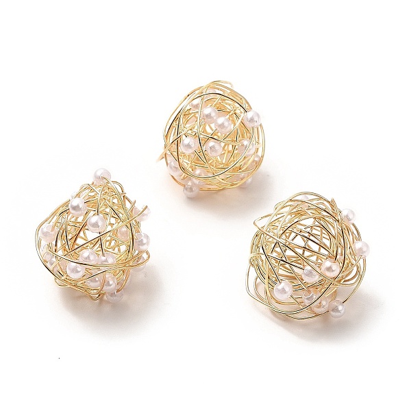 

PandaHall Wire Wrapped Acrylic Beads, with Brass Findings, Cadmium Free & Lead Free, Real 14K Gold Plated, 20mm Brass Round