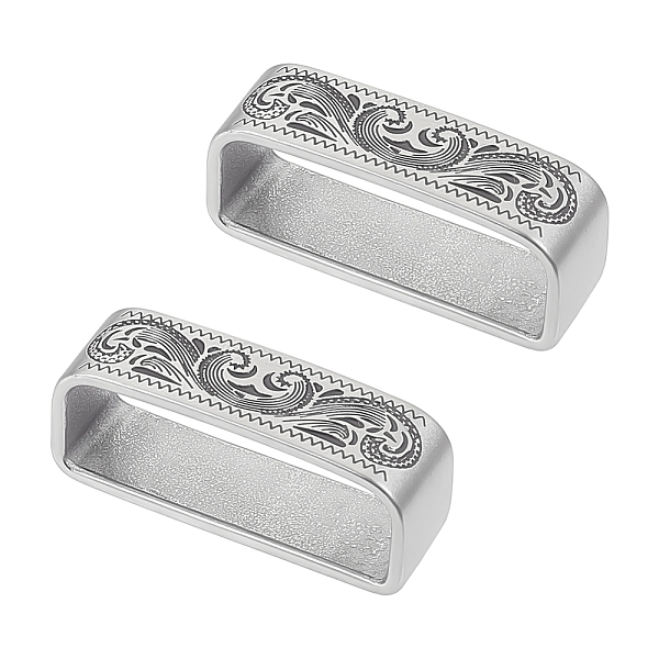 

PandaHall Unicraftale 2Pcs 304 Stainless Steel Loop Keepers, Men's Belt Buckle, Rectangle with Floral Pattern, Antique Silver, 40x17x12mm...