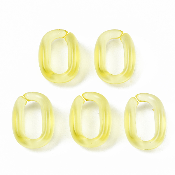PandaHall Transparent Acrylic Linking Rings, Quick Link Connectors, for Cable Chains Making, Oval, Yellow, 15.5x11x6mm, Inner Diameter...