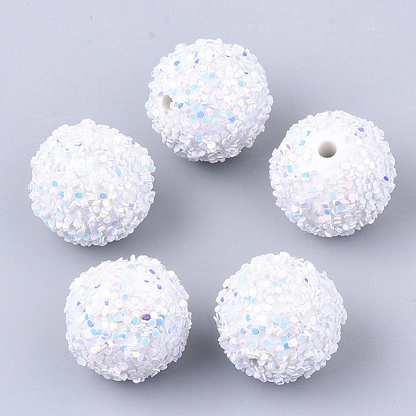 

PandaHall Acrylic Beads, Glitter Beads,with Sequins/Paillette, Round, Mixed Color, 12x11mm, Hole: 2mm Acrylic Round Multicolor