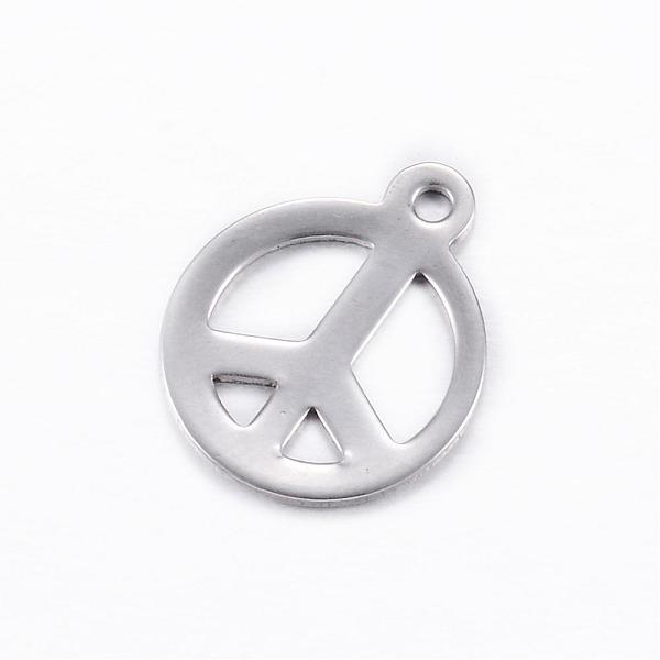

PandaHall 201 Stainless Steel Charms, Peace Sign, Stainless Steel Color, 15x12.5x0.8mm, Hole: 1mm 201 Stainless Steel Peace Sign