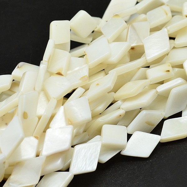 

PandaHall Dyed Natural Freshwater Shell Rhombus Bead Strands, Beige, 15x10x3mm, Hole: 1mm, about 26pcs/strand, 14.9 inch Freshwater Shell..., Yellow